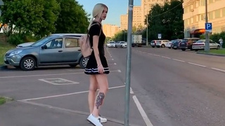 Русский пикапер подцепил блондинку на улице и выебал глубоко в рот у себя дома