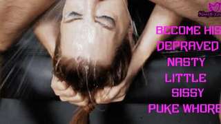 Sloppy Sissy Humiliation Gagging Deepthroat Caption GIF