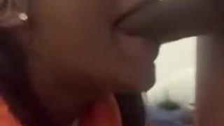 Throat Spit Sloppy Glasses Gagging Gagged Ebony Cute Blowjob BBC GIF