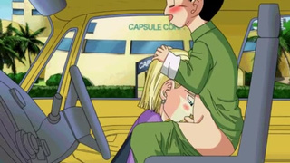 Android 18 посасывает хуй криллина в машине