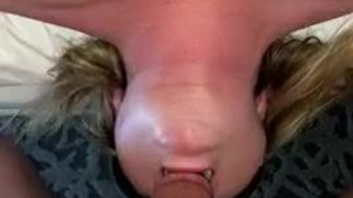 Deepthroat Cock Blowjob Blindfolded Big Tits Big Dick Balls Sucking Balls GIF