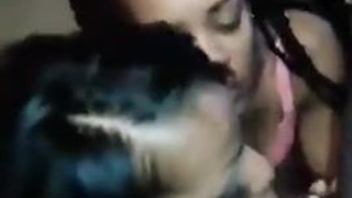 Threesome Sharing Hardcore Ebony Deepthroat Blowjob BBC GIF