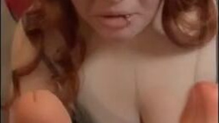 Sloppy Redhead Natural Tits Nails Glasses Gagging Eye Contact Double Blowjob Dildo Cum On Tits Cum In Mouth Blowjob Ball Gagged Amateur Ahegao GIF