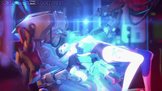 Overwatch D.Va Electrocuted by Bastion