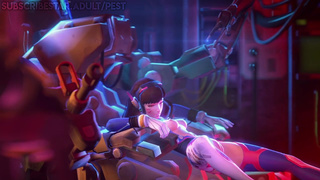 Overwatch D.Va Electrocuted by Bastion