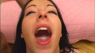 Gagging Cum Swallow Bukkake GIF