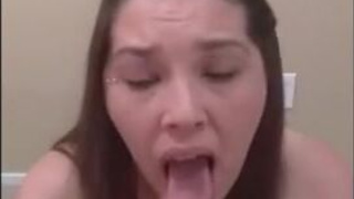 Titty Fuck Eye Contact Deepthroat Cum Swallow GIF