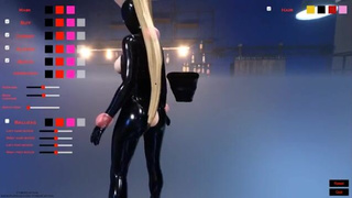 Rubber Latex Gagged Fetish Catsuit Bondage Blonde BDSM 3D GIF