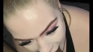 Sucking Interracial Girlfriend Deepthroat Cock Blowjob Blonde Big Dick Amateur GIF