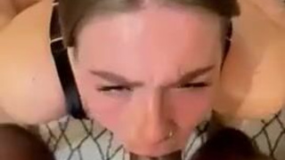 Spit Hardcore Gagged Deepthroat Blowjob Big Dick BBC GIF