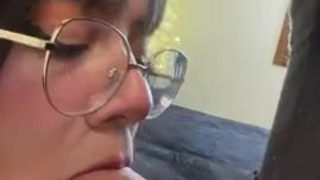Teen Pretty Glasses Deepthroat Cute Blowjob Big Dick Asian GIF