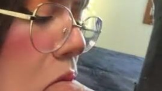 Teen Pretty Glasses Deepthroat Cute Blowjob Big Dick Asian GIF