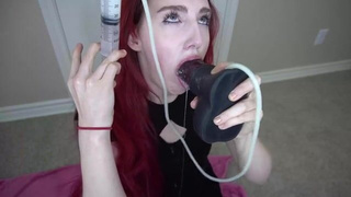 Swallowing Oral Gagging Dildo Deepthroat Cumshot Bad Dragon GIF