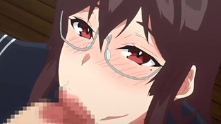 Hentai Glasses Deepthroat Blowjob Anime GIF