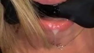 Spit Gagged Blowjob GIF