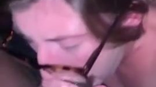 Sloppy Skinny Interracial Handjob Glasses Gagging Deepthroat Blowjob BBC GIF