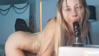 Naked Miss Alice 94 Gagging Dildo Blowjob GIF