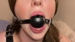 Pussy Natural Tits Gagged GIF