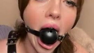 Pussy Natural Tits Gagged GIF