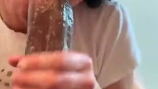 Wet Sloppy Interracial Hardcore Ebony Deepthroat Blowjob GIF