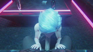 VR Hentai Hair Gagging Fast Blue Blowjob 3D GIF