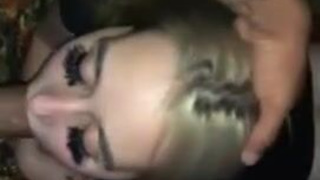White Girl Sucking Interracial Deepthroat Blowjob Blonde BBC GIF