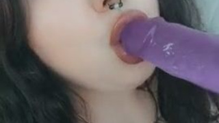 Sucking Spit Pretty Goth Gagging Dripping Dildo Cute Big Tits Alt GIF