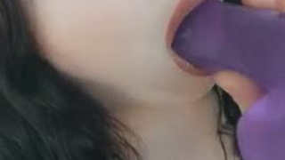 Sucking Spit Pretty Goth Gagging Dripping Dildo Cute Big Tits Alt GIF