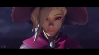 Развратница Mercy ради новых ощущений трахается на кладбище на Хэллоуин