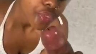 Sloppy Lips Girlfriend Ebony Deepthroat Blowjob Big Dick BBC GIF