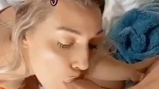 Sissy Gagging Deepthroat Cock Caption Blowjob Blonde GIF