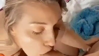 Sissy Gagging Deepthroat Cock Caption Blowjob Blonde GIF