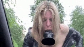 Outdoor Dildo Deepthroat GIF